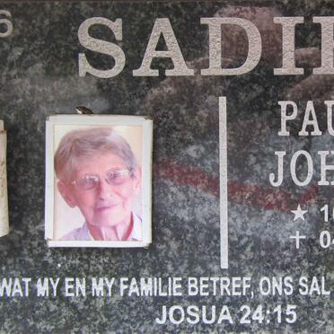 SADIE Paulina Johanna 1934-2020