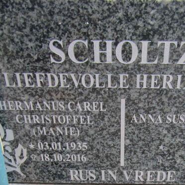 SCHOLTZ Hermanus Carel Christoffel 1935-2016 &amp; Anna Susara Maria