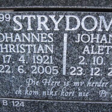 STRYDOM Johannes Christian 1921-2005 &amp; Johanna Aletta 1923-2007