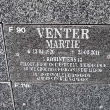 VENTER Martie 1920-2011