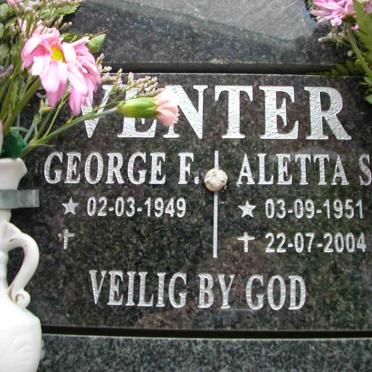 VENTER George F. 1949-   &amp; Aletta S. 1951-2004