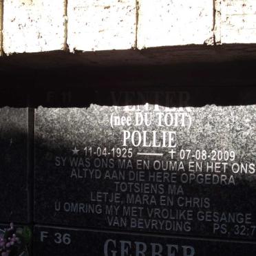 VENTER Pollie nee du TOIT 1925-2009