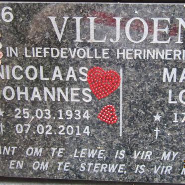 VILJOEN Nicolaas Johannes 1934-2014 &amp; Martha Louisa 1936-