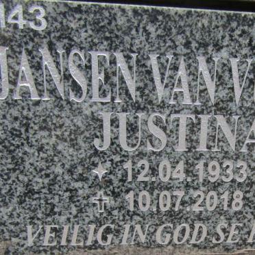 VUUREN Justina, Jansen van 1933-2018