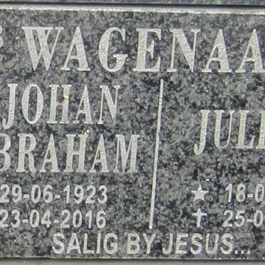 WAGENAAR Johan Abraham 1923-2016 &amp; Juliana 1927-2020