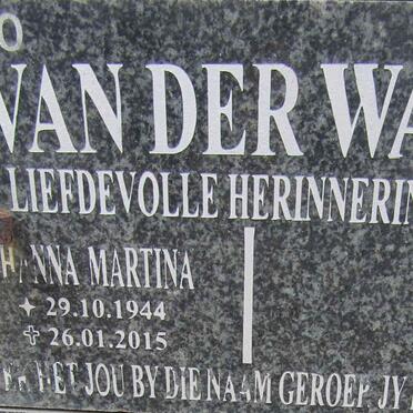 WATT Johanna Martina, van der 1944-2015