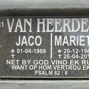 HEERDEN Marieta, van 1943-2012 :: VAN HEERDEN Jaco 1968-