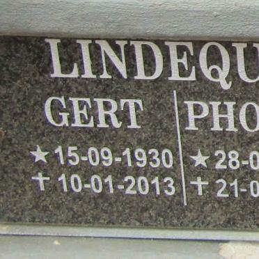 LINDEQUE Gert 1930-2013 &amp; Phoebe 1930-2017