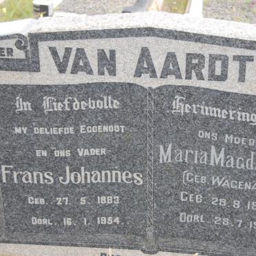 AARDT Frans Johannes, van 1883-1954 &amp; Maria Magdalena WAGENAAR 1886-1977