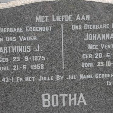 BOTHA Marthinus J. 1875-1958 &amp; Johanna A. VENTER 1880-1968
