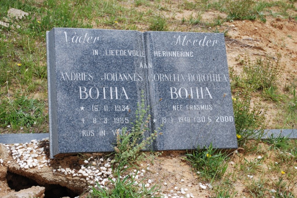 BOTHA Andries Johannes 1934-1985 &amp; Cornelia Dorothea ERASMUS 1940-2000