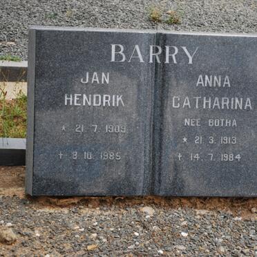 BARRY Jan Hendrik 1909-1985 &amp; Anna Catharina BOTHA 1913-1984