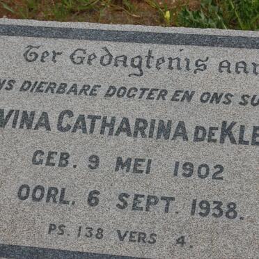 KLERK Levina Catharina, de 1902-1938