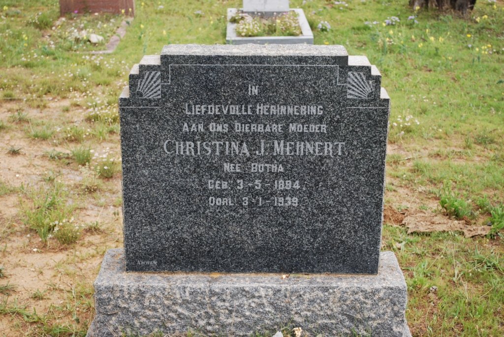 MEHNERT Christina J. nee BOTHA 1894-1939