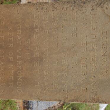 MERWE Willem Stephanus, van der 1862-1937