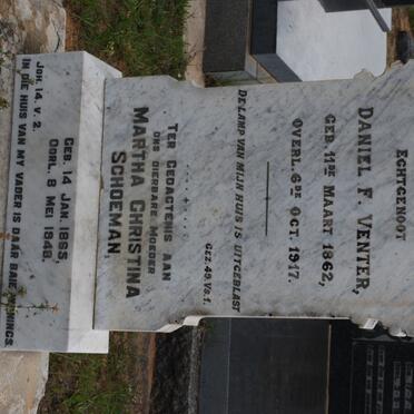 VENTER Daniel F. 1862-1917 &amp; Martha Christina SCHOEMAN 1865-1948