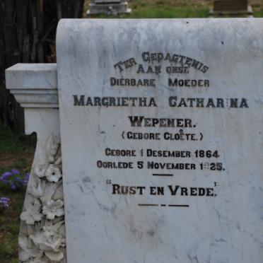 WEPENER Margrietha  Catharina nee CLOETE 1864-1925