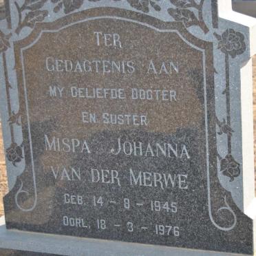 MERWE Mispa Johanna, van der 1945-1976