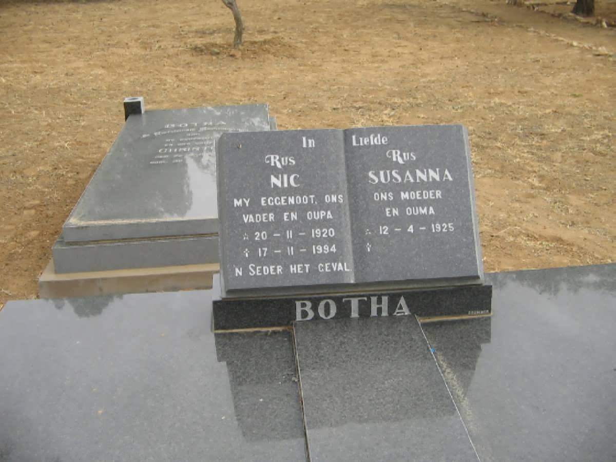 1BOTHA Nic 1920-1994 &amp; Susanna 1925-
