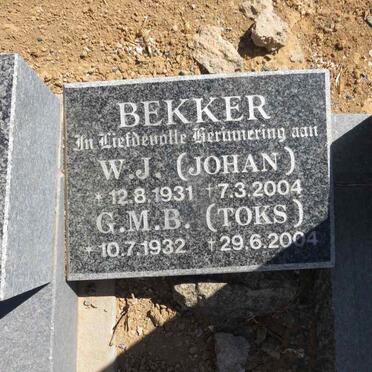BEKKER W.J. 1931-2004 :: BEKKER G.M.B. 1932-2004