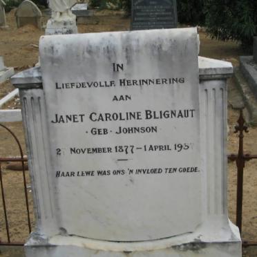 BLIGNAUT Janet Caroline nee JOHNSON 1877-1887