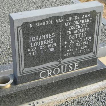 CROUSE Johannes Lourens 1929-1991 &amp; Bettie 1931-1987