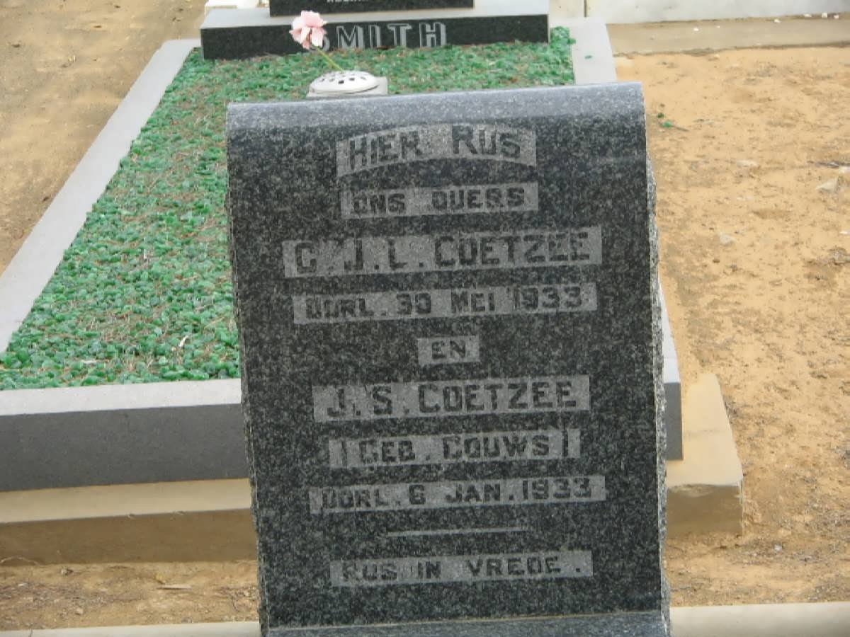 COETZEE C.J.L. -1933 &amp; J.S. GOUWS -1933