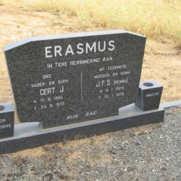 ERASMUS Gert J. 1905-1978 &amp; J.F.S. 1904-1978