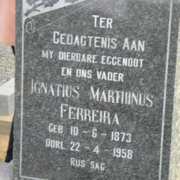 FERREIRA Ignatius Marthinus 1873-1958