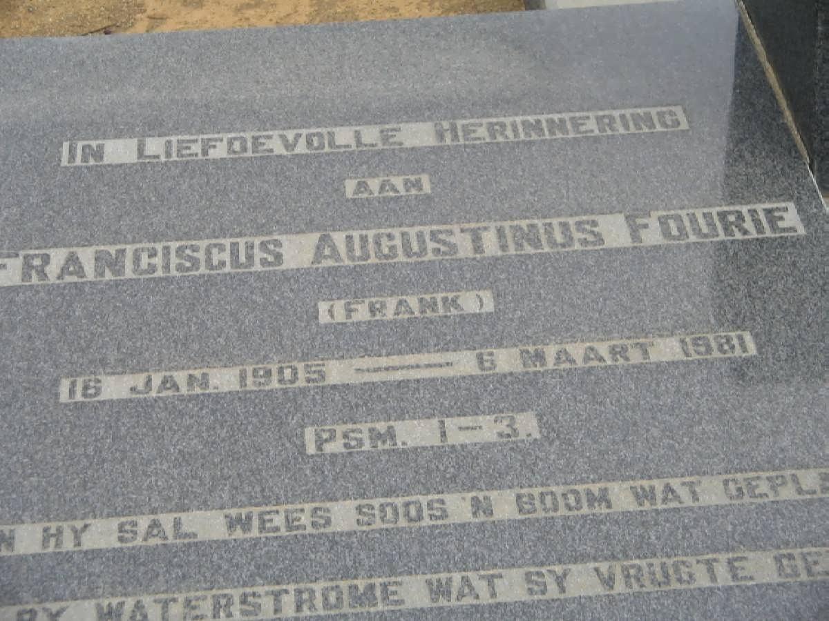 FOURIE Franciscus Augustinus 1905-1981