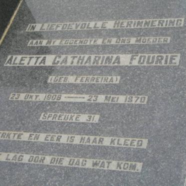 FOURIE Aletta Catharina nee FERREIRA 1908-1970
