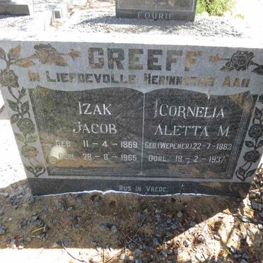 GREEFF Izak Jacob 1869-1965 & Cornelia Aletta M. WEPENER 1883-1937