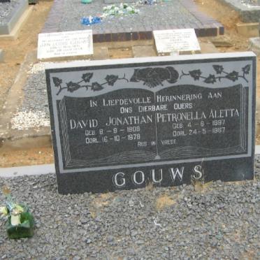 GOUWS David Jonathan &amp; Petronella Aletta 1897-1967
