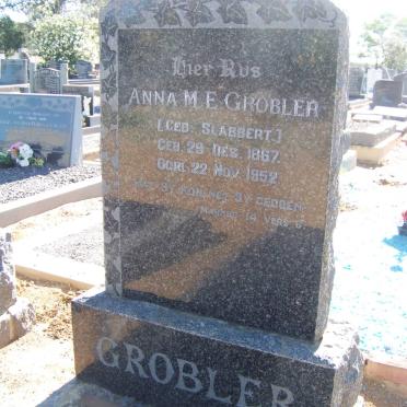 GROBLER Anna M.E. nee SLABBERT 1867-1952