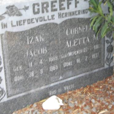 GREEFF Izak Jacobus 1869-1965 &amp; Cornelia Aletta M. WEPENER 1883-1937