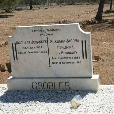GROBLER Nicolaas  Johannes 1877-1958 &amp; Sussara Jacoba Hendrina BLIGNAUT 1882-1963