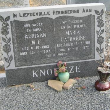 KNOETZE Adriaan M.F. 1902-1997 &amp; Maria Catherine CROUSE 1911-1972
