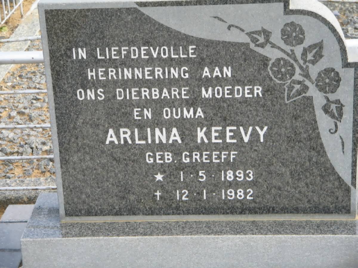 KEEVY Arlina geb GREEFF 1893-1982