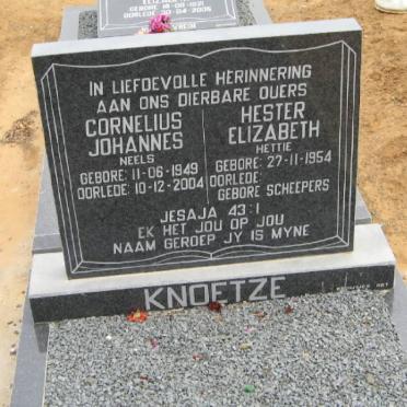 KNOETZE Cornelius Johannes 1949-2004 &amp; Hester Elizabeth SCHEEPERS 1954-