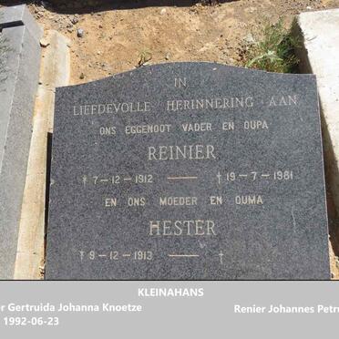 KLEINHANS Renier Johannes Petrus 1912-1981  & Hester Gertruida Johanna KNOETZE 1913-1992 _2