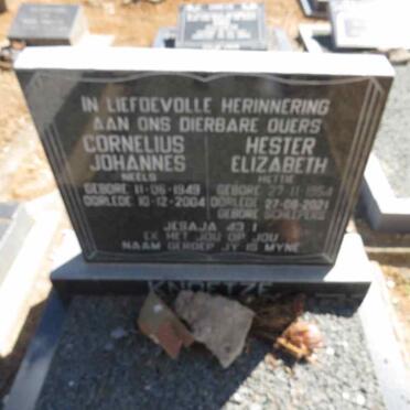 KNOETZE Cornelius Johannes 1949-2004 & Hester Elizabeth SCHEEPERS 1954-2021