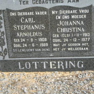 LOTTERING Carl Stephanus Arnoldus 1908-1989 &amp; Johanna Christina ELS 1913-1977
