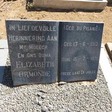 ORMONDE Elizabeth nee DU PISANIE 1912-1971