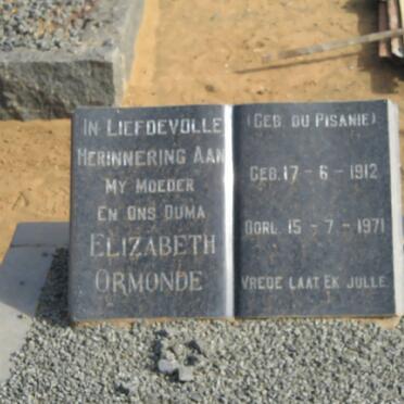 ORMONDE Elizabeth geb DU PISANIE 1912-1971