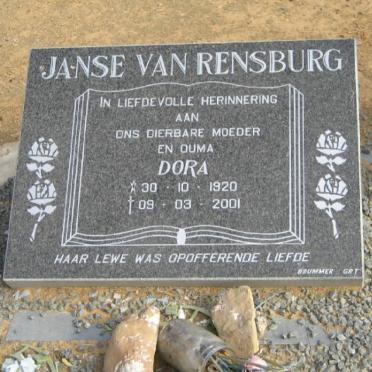 RENSBURG Dora, Janse van 1920-2001
