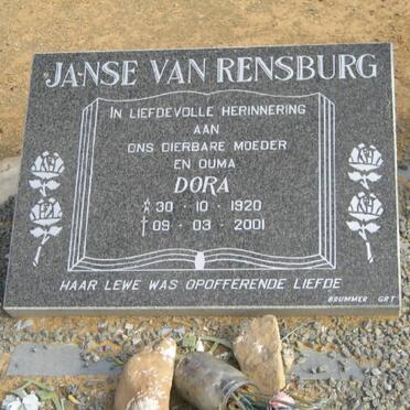RENSBURG Dora, Janse van 1920-2001