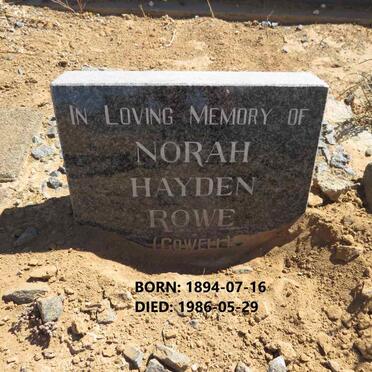 ROWE Norah Hayden nee COWELL 1894-1986