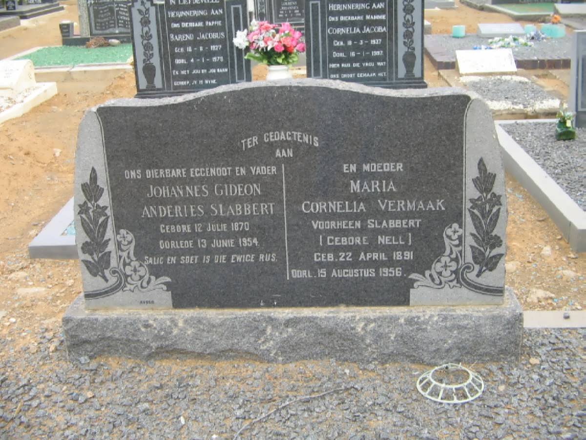 SLABBERT Johannes Gideon Anderies 1870-1954 &amp; Cornelia VERMAAK, voorheen SLABBERT, nee NELL 1891-1956