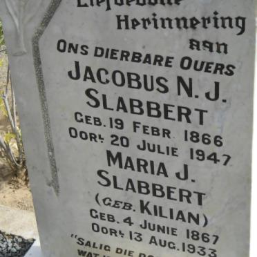 SLABBERT N.J. 1866-1947 &amp; Maria J. KILIAN 1867-1933