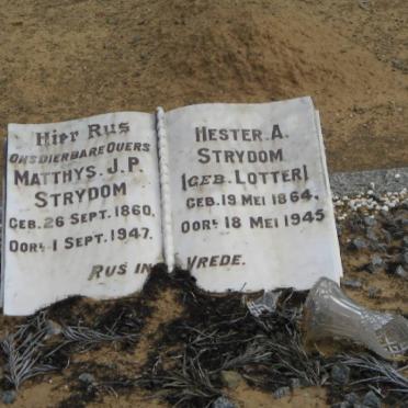 STRYDOM Matthys J.P. 1860-1947 &amp; Hester A. LOTTER 1864-1945